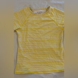 EUC Yellow Striped Kids Swim Shirt Size 8